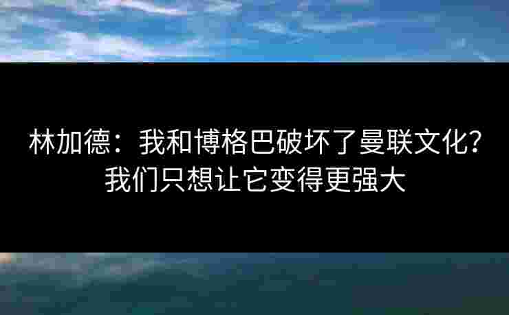 林加德：我和博格巴破坏了曼联文化？我们只想让它变得更强大